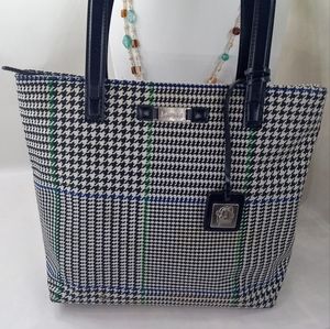 Ralph Lauren Tote Leather Trim Shoulder Bag Purse